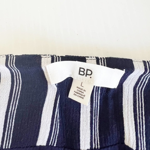 BP Navy Blue White Striped V-Neck Button Front Mini Dress Women's Size Large L - Picture 5 of 8